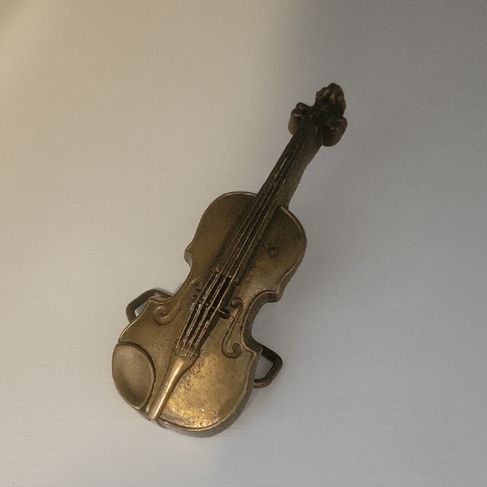 Vintage 1978 Solid Brass Baron Belt buckle Violin #6031 Taiwan